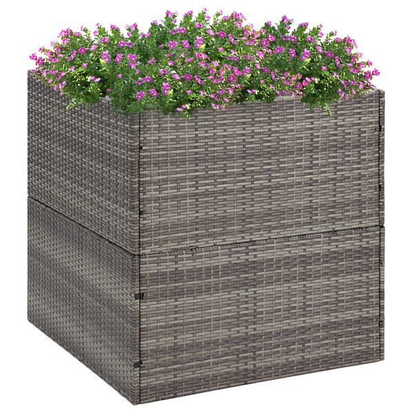 vidaXL Pflanzkübel Grau 80x80x80 cm Poly Rattan, 319177
