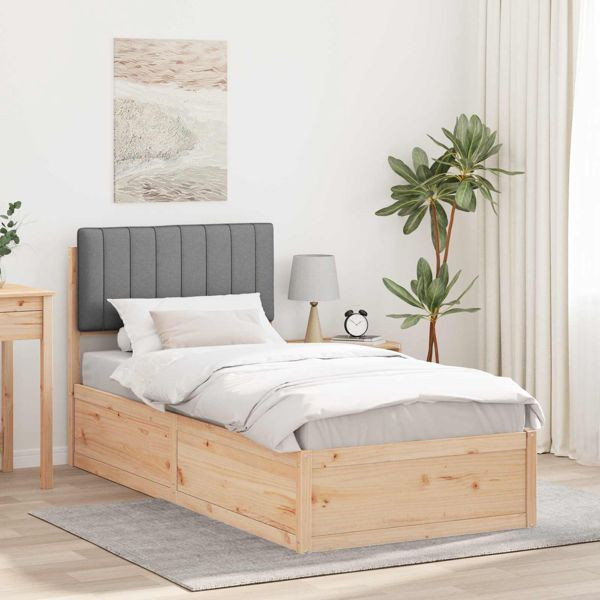 vidaXL Bettgestell mit gepolstertem Kopfteil Hellgrau 90 x 190 cm, 877804
