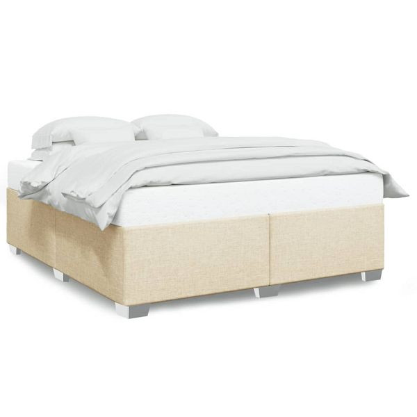 vidaXL Bettgestell Creme 200x200 cm Stoff, Material: Stoff (100 % Polyester), Sperrholz, Holzwerkstoff, massives Kiefernholz, 3284504