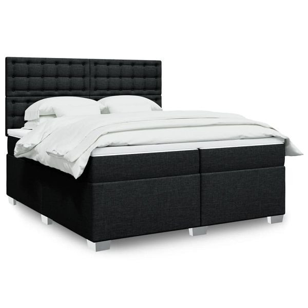 vidaXL Boxspringbett mit Matratze Schwarz 200x200 cm Stoff, 3292911