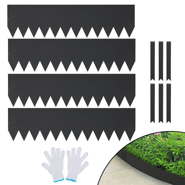 VEVOR Rasenkante 30,5 x 101,6 cm (4er-Set) Rasenkantenband aus Stahl Beeteinfassung Beetumrandung Mähkante, CPPZ12INCH13H20KAV0
