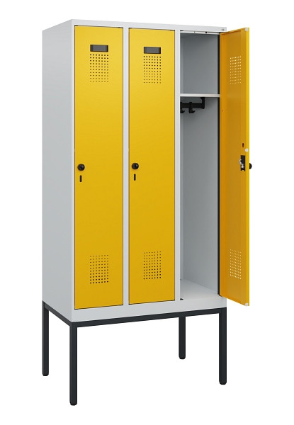 C+P Spind Evolo PLUS, Gestell, 3 Abteile, 1950x900x500mm, 7035/1004, Drehriegel, 0490305-30 S10000