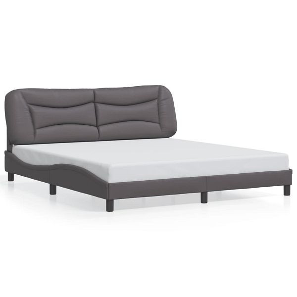 vidaXL Bettgestell mit Kopfteil Grau 180x200 cm Kunstleder, 3208019