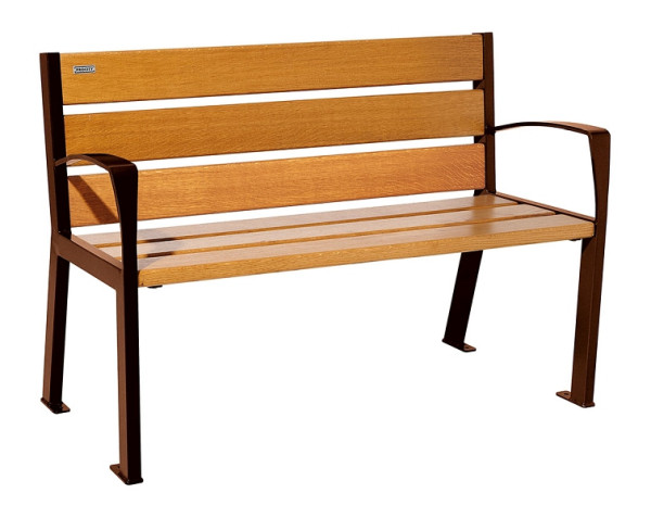 Procity Sitzbank Silaos 6 Holzlatten, 1200 mm, Mit Armlehne, Holz & Stahl, helle Eiche/Rost Korken Effekt, 209611.S025.CHEC