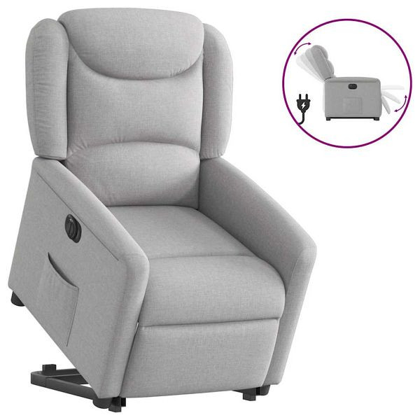 vidaXL Relaxsessel mit Aufstehhilfe Elektrisch Wolkengrau Stoff, 3303223