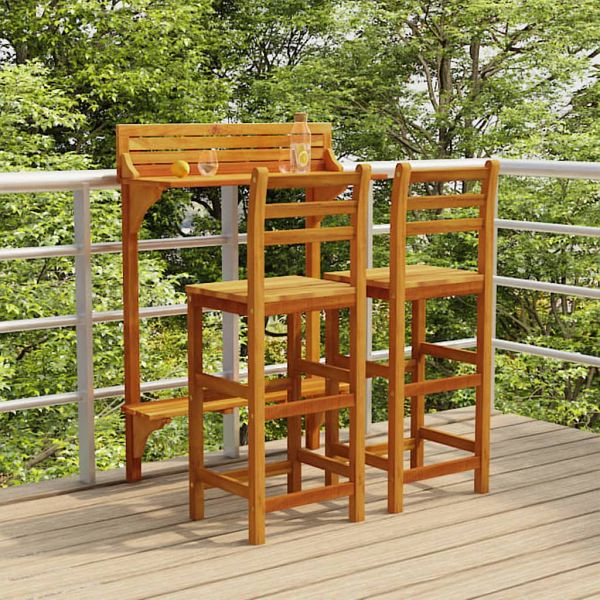 vidaXL 3-tlg. Balkonbar-Set Massivholz Akazie, Top-Qualität, 3116002