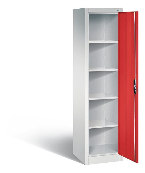 C+P Büroschrank Acurado, H1950xB502xT500mm, Farbe: Lichtgrau / feuerrot, Muldengriff, 5 OH, 9235-000 S10205