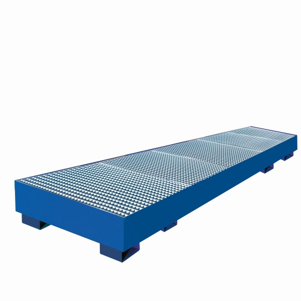 Eichinger Industrie Auffangwanne mit geraden Wänden, mit Gitterrost 4 x Fässer, enzianblau, 30120800000097