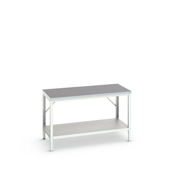 bott verso Werkbank (Linoleum-Platte) mit Ablageboden, BxTxH: 1500 x 800 x 780 - 930 mm, 16922023.16