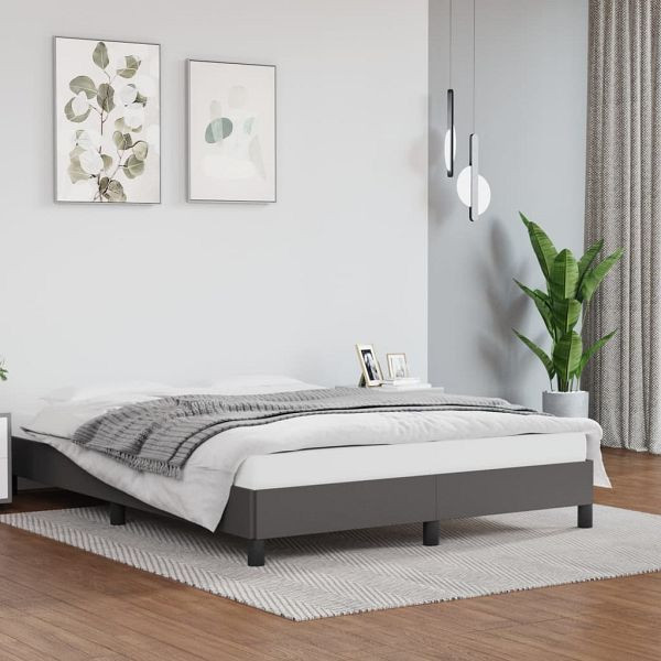vidaXL Bettgestell Grau 140x200 cm Kunstleder, Sperrholz, 346908