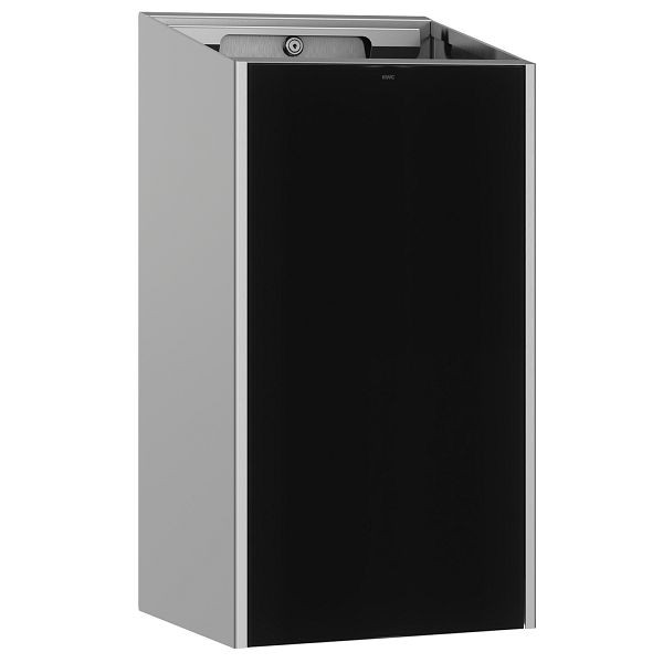 KWC Abfallbehälter, EXOS, Edelstahl, 300x572x250 mm, Einscheibensicherheitsglas schwarz, Zylinderschloss, Fassungsvermögen ca. 30 l, 3600008763