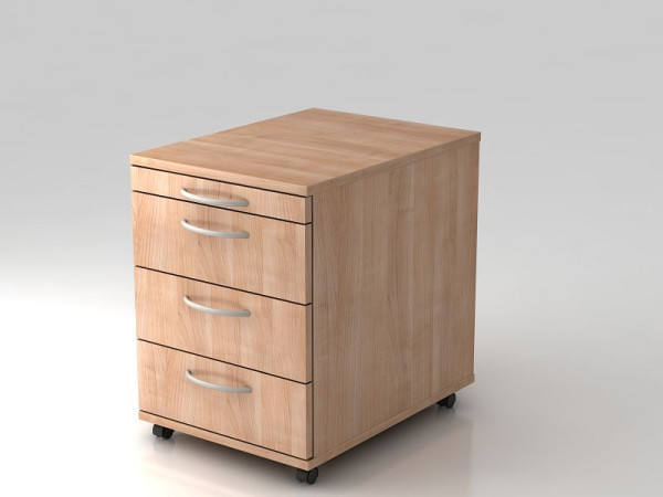 Hammerbacher Rollcontainer 58cm, 3 Schübe, Bogengriff Nussbaum, 42,8x58x59 cm, 1/3/3/3 HE, V1606/N/N/BO