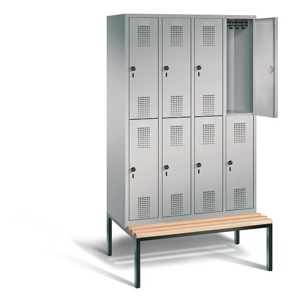 C+P Spind doppelstöckig Evolo, H2090xB1190xT815mm, Farbe: Weißaluminium, 48350-40 S10360