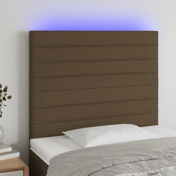 vidaXL LED Kopfteil Dunkelbraun 100x5x118/128 cm Stoff, 3122557