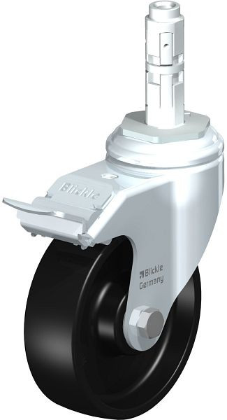 Blickle LKRA-POA 100K-11-FI-E12 Apparate-Lenkrolle mit Rückenloch & Feststeller, Polyamid, Schwarz, 750607