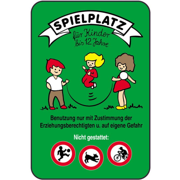 Stein HGS Spielplatzschild, SPIELPLATZ für Kinder unter 12 Jahren, 400 x 600 mm, Piktogramm: 6-farbig, 14840