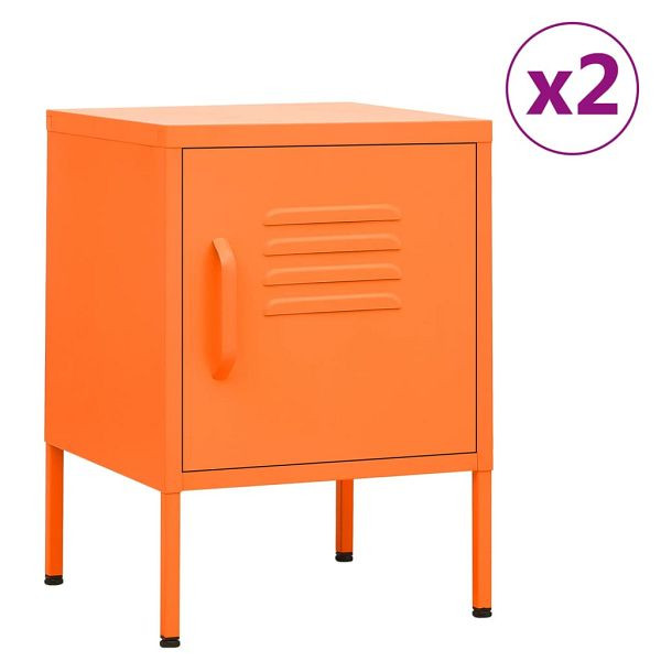vidaXL Nachttische 2 Stück Orange 35x35x51 cm Stahl, 3095208