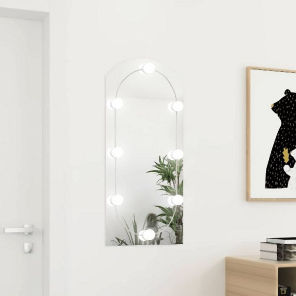 vidaXL Spiegel mit LED-Leuchten 90x45 cm Glas Bogenförmig, 3102978