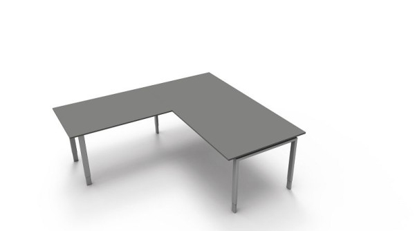 Kerkmann Schreibtisch extragroß / Besprechungstisch B 2000 x T 1000 x H 680-820 mm mit Anbautisch, Form 5, Farbe: Grafit, 11417512