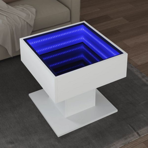 vidaXL LED-Couchtisch Weiß 50x50x45 cm Holzwerkstoff, 847525