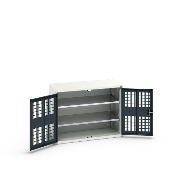bott verso Flügeltürschrank mit Belüftung, mit 2 Fachböden, BxTxH: 1050 x 550 x 800 mm, Lichtgrau / Anthrazitgrau, 16926760.19