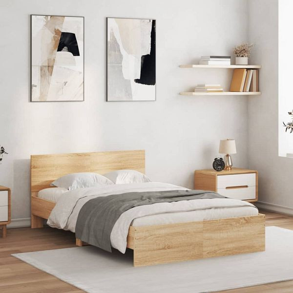vidaXL Bettgestell mit Kopfteil Sonoma-Eiche 120x190 cm, 3207513