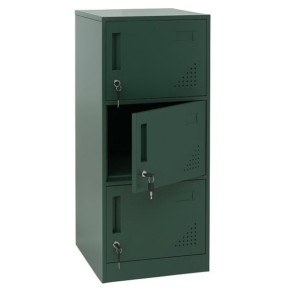 Mendler Spind HWC-P63, Schließfach Wertfachschrank Schließfachschrank 3 Türen, 90x38x45cm Stahl, grün, 122517