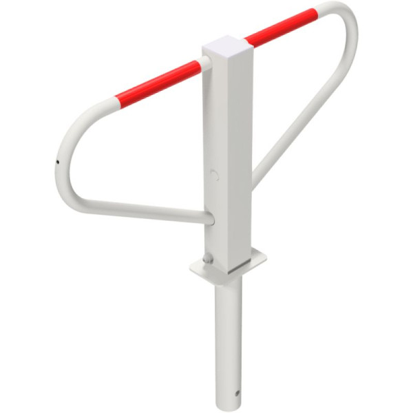 Stein HGS Parkplatzsperre, umlegbar, zum Einbetonieren, verzinkt mit rot reflektierenden Leuchtstreifen, 40771