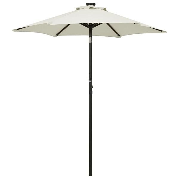 vidaXL Sonnenschirm mit LED-Leuchten Sandfarben 200x211cm Aluminium, 313557