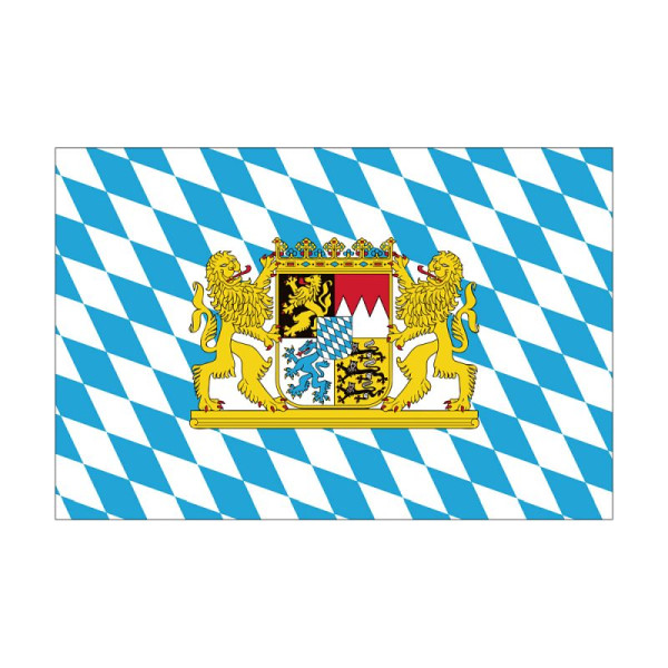 Stein HGS Landesflagge Bayern (Rauten mit Löwe), 150 x 250 cm (Querformat), mit Seil und Schlaufe, FlagTop 160 g/m², für Fahnenmasten ab 8 m, ohne Hohlsaum, 26183
