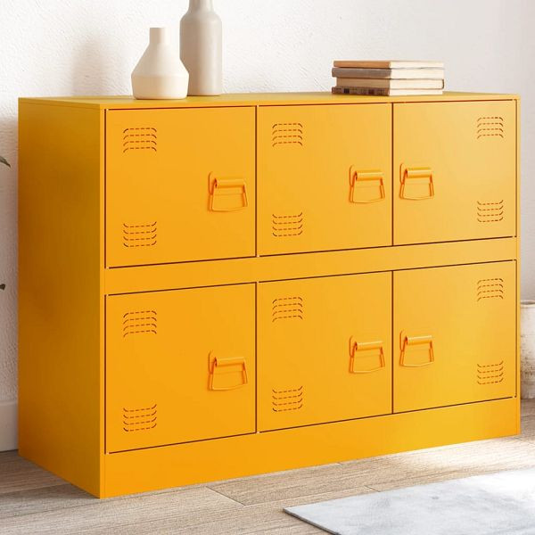 vidaXL Sideboard Senfgelb 99x39x73 cm Stahl, Material: Kaltgewalzter Stahl, 841796