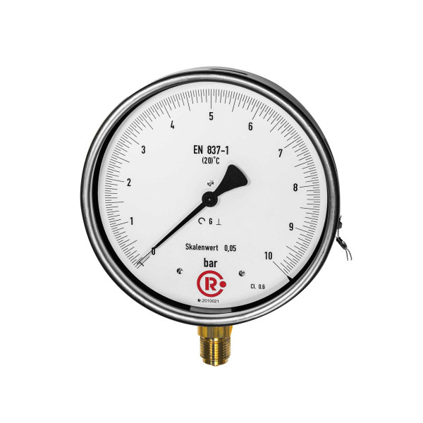 Riegler Feinmessmanometer, G 1/2 radial unten, 0 - 1,0 bar, Ø 160, 199318