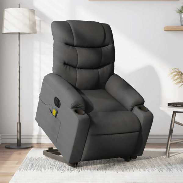 vidaXL Elektrischer Massagesessel mit Aufstehhilfe Dunkelgrau Stoff, 3206673