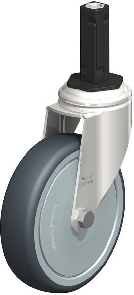 Blickle LKRXA-TPA 126KD-11-FK-EXV12 Edelstahl-Apparate-Lenkrolle mit Expander, Thermoplastisches Gummi-Elastomer, Grau, 853211