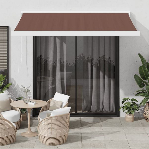 vidaXL Markise Manuell Braun 300x250 cm, Material: Pulverbeschichtetes Aluminium, Stoff (100% Polyester) mit PU-Beschichtung, 3215718
