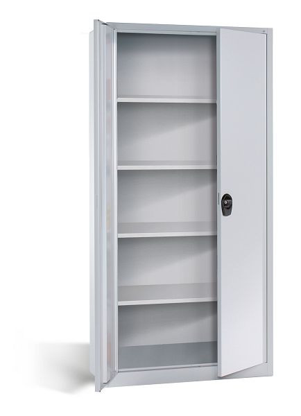 C+P Flügeltürenschrank Basic, H1950xB935xT400mm, Farbe: Lichtgrau, Rundgriff, 5 OH, 130287-350 S10000