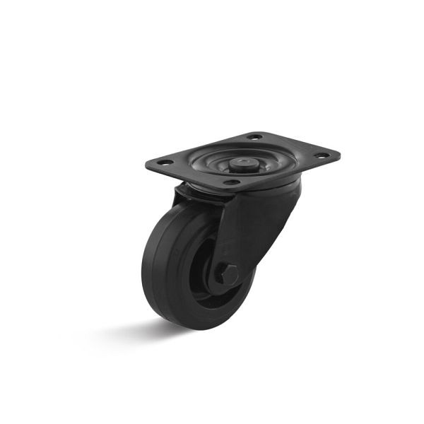 Torwegge Elastik-Vollgummi Lenkrolle, Tragfähigkeit 120 kg, Rad-Ø 80 mm, Radbreite 36 mm, Bauhöhe Gehäuse 60 mm, Gesamtbauhöhe 100 mm, 0049123