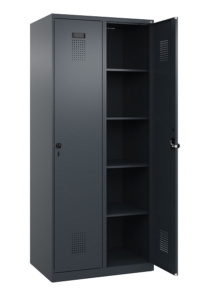 C+P Wäsche-Spind Evolo PLUS, 2 Abteile, 1850x800x500mm, 7016/7016, Verschluss Drehriegel, Ablageböden 8, 049000-22B S10016