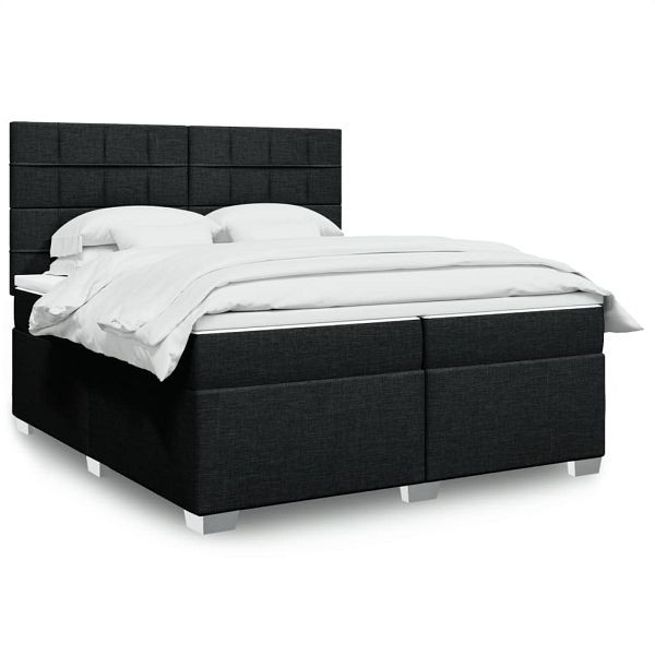vidaXL Boxspringbett mit Matratze Schwarz 200x200 cm Stoff, 3292897