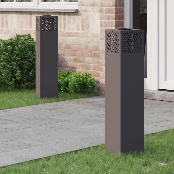 vidaXL Solar LED Weg Licht 2 pcs Schwarz Kalt gewalzter Stahl, 879730