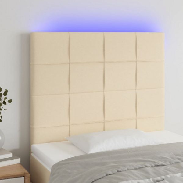 vidaXL LED Kopfteil Creme 80x5x118/128 cm Stoff, 3122403