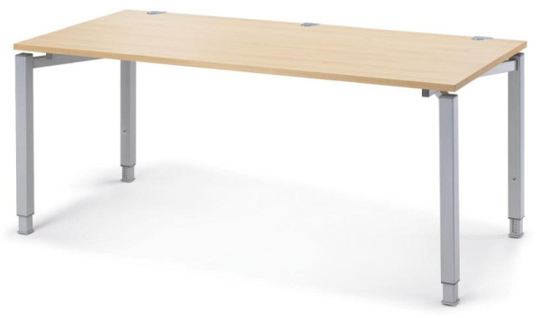 Deskin Schreibtisch CONCEPT LINE, Buchedekor, Gestell Alusilber, B 1600 x T 800 x H 680 - 820 mm, 221282