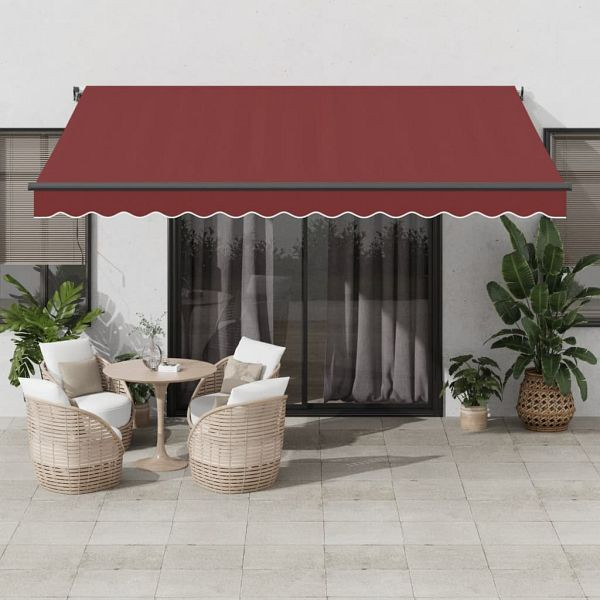 vidaXL Markise Automatisch Weinrot 400x300 cm, Material: Pulverbeschichtetes Aluminium, Stoff (100% Polyester) mit PU-Beschichtung, 3310188