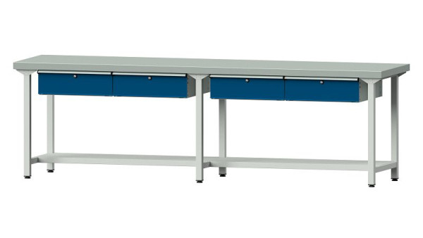 ANKE Werkbänke Arbeitstisch, Modell 95, 2800 x 700 x 850 mm, RAL 7035/5010, ZBP 50 mm, 400.446