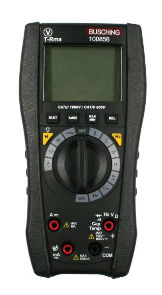Busching Digital-Multimeter "Pro" TrueRMS Autorange CATIII/CATIV, AC, DC, Volt, Ampere, Ohm, Diode, HZ, Cap, Temp, NCV, 100856
