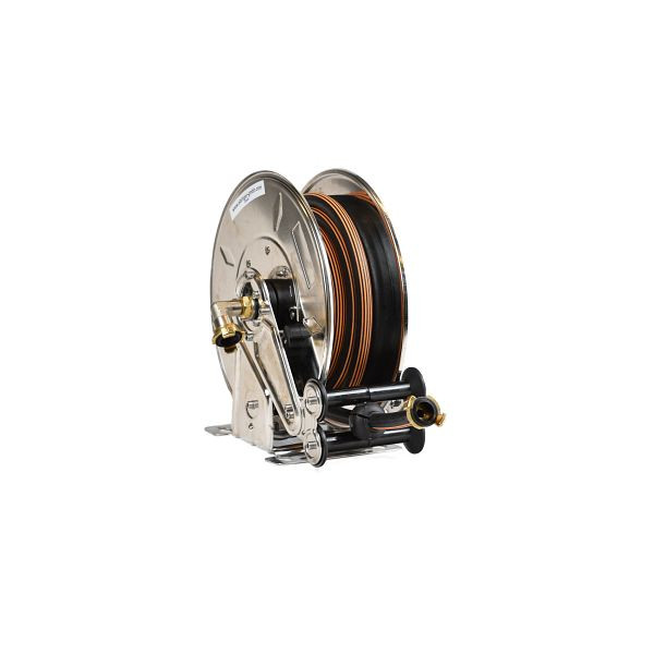 Ebinger Schlauchaufroller OSM 210, Max. 15bar/90°C, 8m - 1/2" ID Gummischlauch ET, Edelstahl, 1.214.105