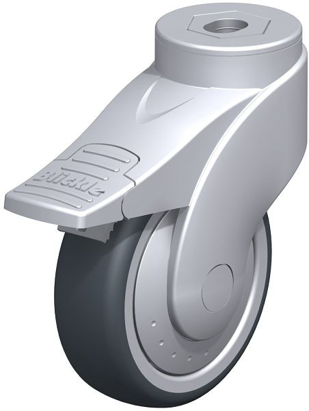Blickle LWG-TPA 101K-11-FI-FK Kunststoff-Lenkrolle WAVE mit Rückenloch & Feststeller, Thermoplastisches Gummi-Elastomer, Grau, 744739