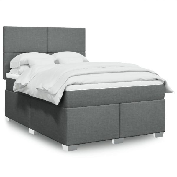 vidaXL Boxspringbett mit Matratze Dunkelgrau 160x200 cm Stoff, 3292833