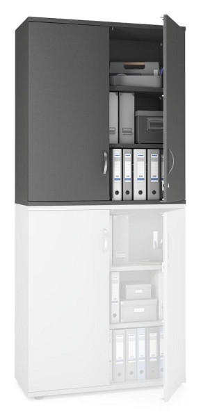 Deskin Flügeltüren-Aufsatzschrank MULTI M pro, Anthrazit, 1000 x 420 x 1110 mm, 333173