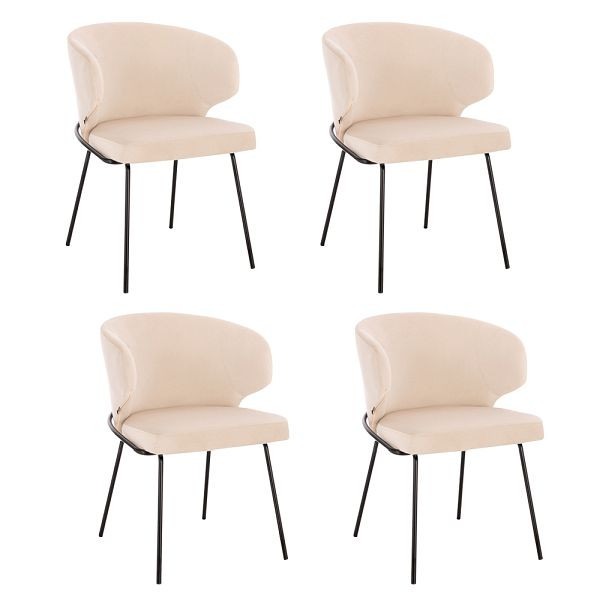 HOME DELUXE Esszimmerstuhl AMARA Samt Beige - Stückzahl: 4, 55991